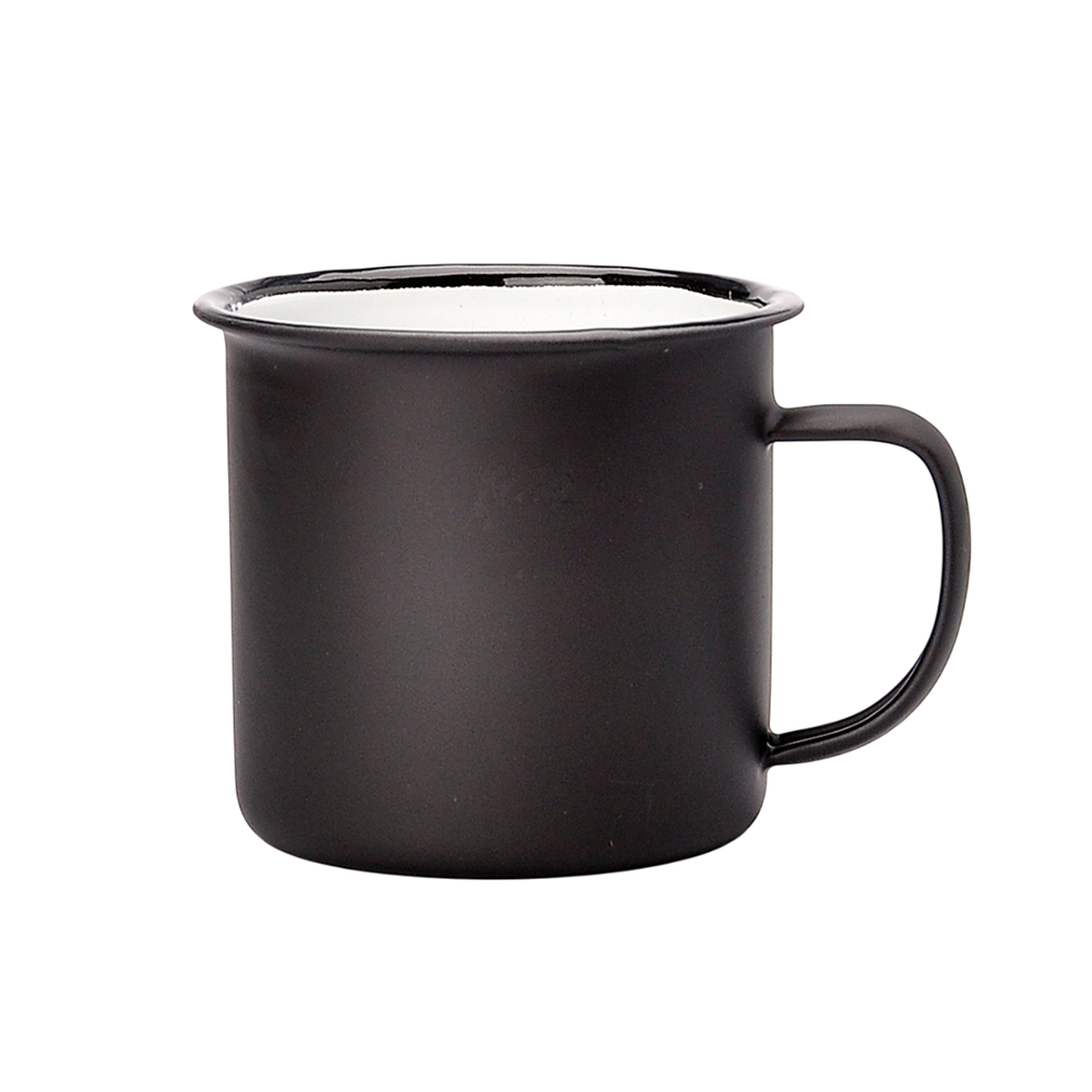 Кружка металлическая для сублимации Sublime ХАМЕЛЕОН з ободком с вашим лого черная 370 мл